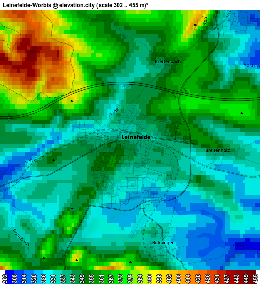 Leinefelde-Worbis elevation map