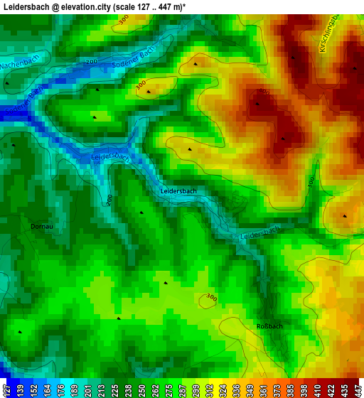 Leidersbach elevation map