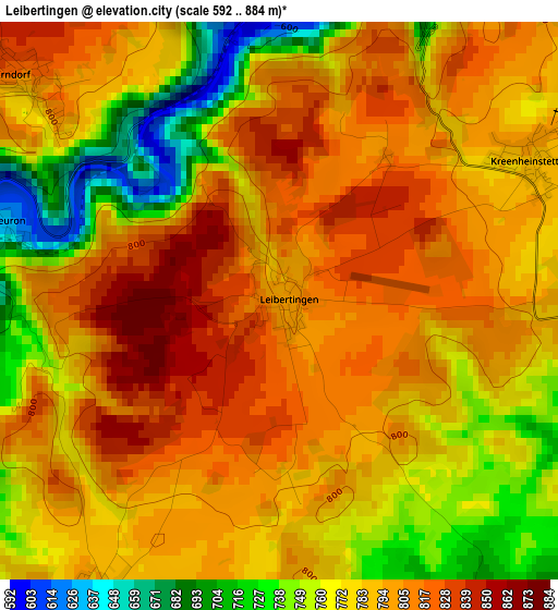 Leibertingen elevation map