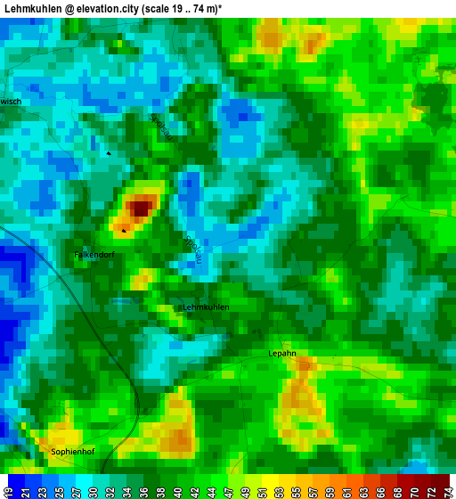 Lehmkuhlen elevation map