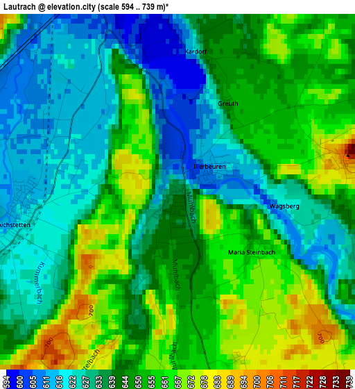 Lautrach elevation map