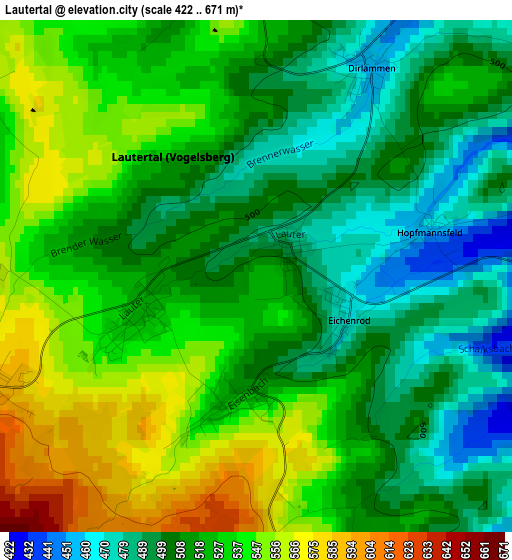 Lautertal elevation map