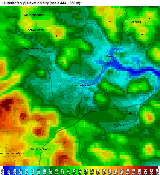 Lauterhofen elevation map