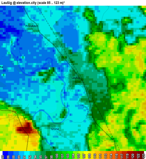 Laußig elevation map