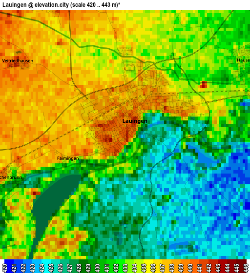 Lauingen elevation map