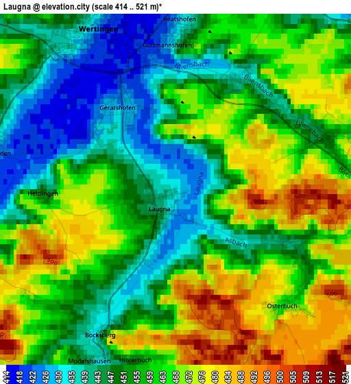 Laugna elevation map