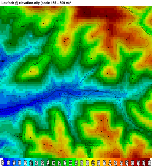 Laufach elevation map