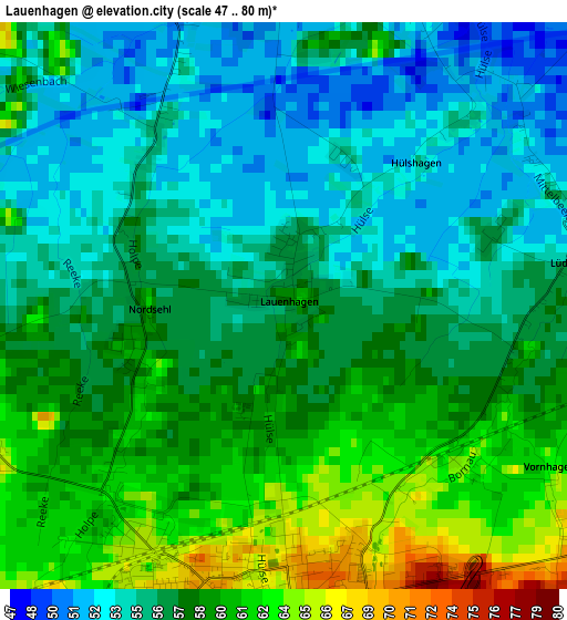 Lauenhagen elevation map