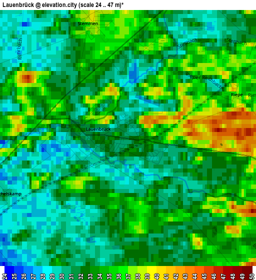 Lauenbrück elevation map