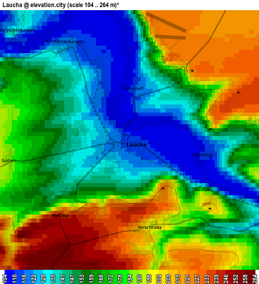 Laucha elevation map