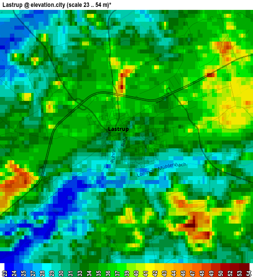 Lastrup elevation map