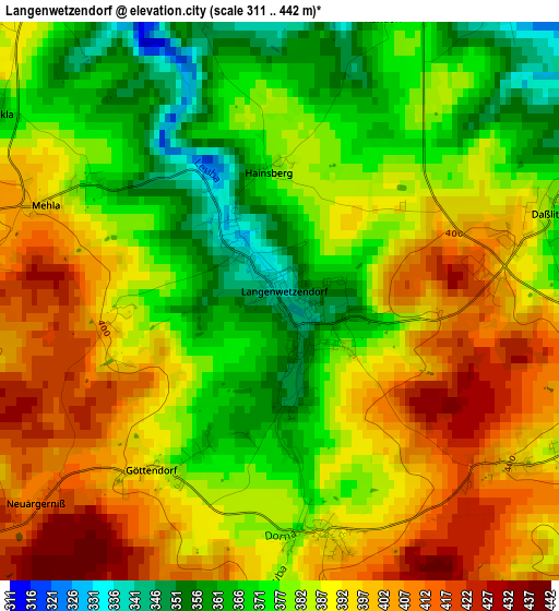 Langenwetzendorf elevation map