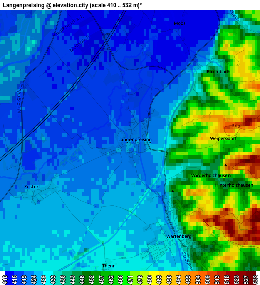 Langenpreising elevation map