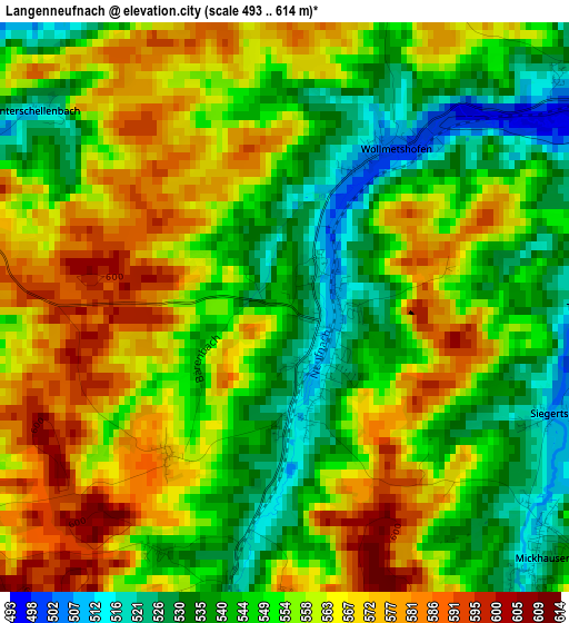 Langenneufnach elevation map