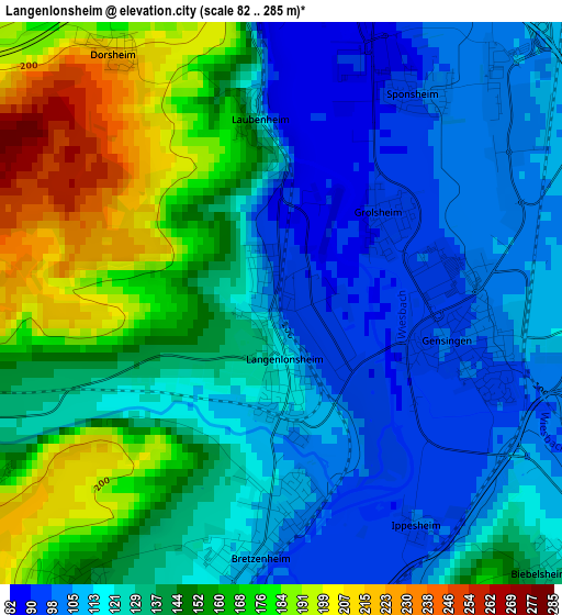 Langenlonsheim elevation map