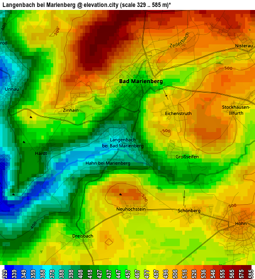 Langenbach bei Marienberg elevation map