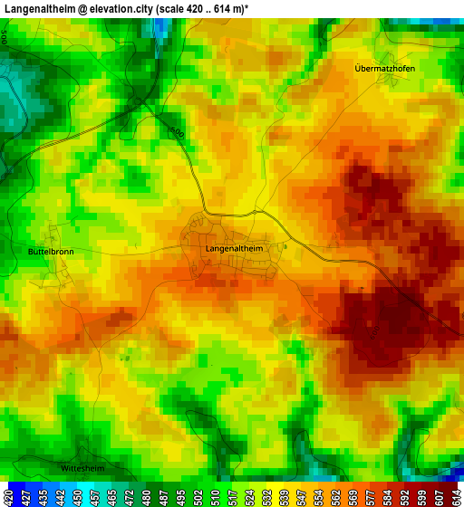 Langenaltheim elevation map
