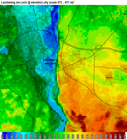 Landsberg am Lech elevation map