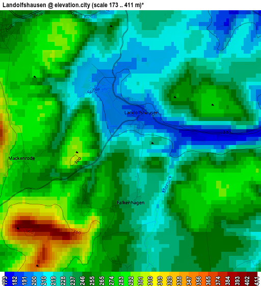 Landolfshausen elevation map