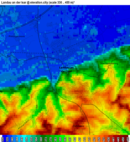 Landau an der Isar elevation map