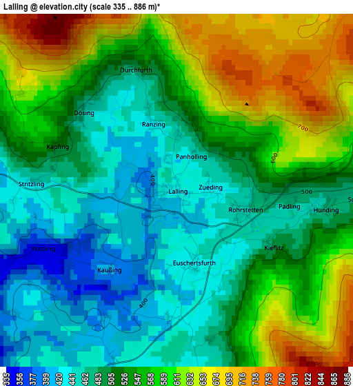 Lalling elevation map