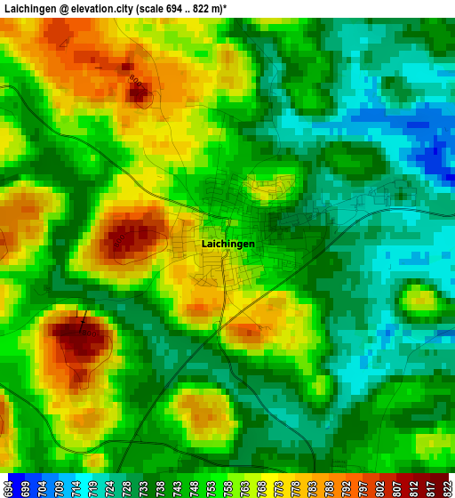 Laichingen elevation map