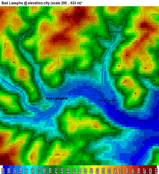 Bad Laasphe elevation map