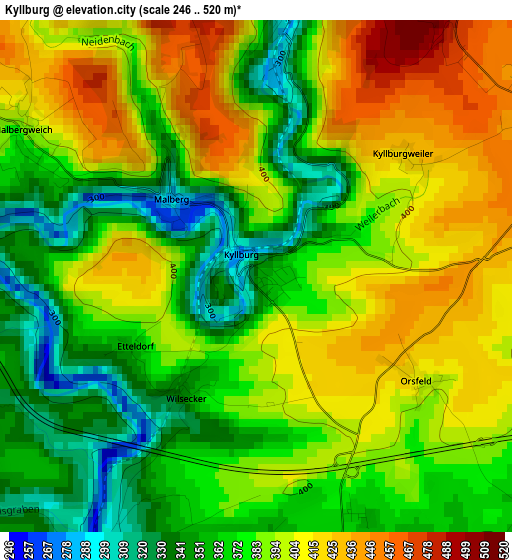 Kyllburg elevation map