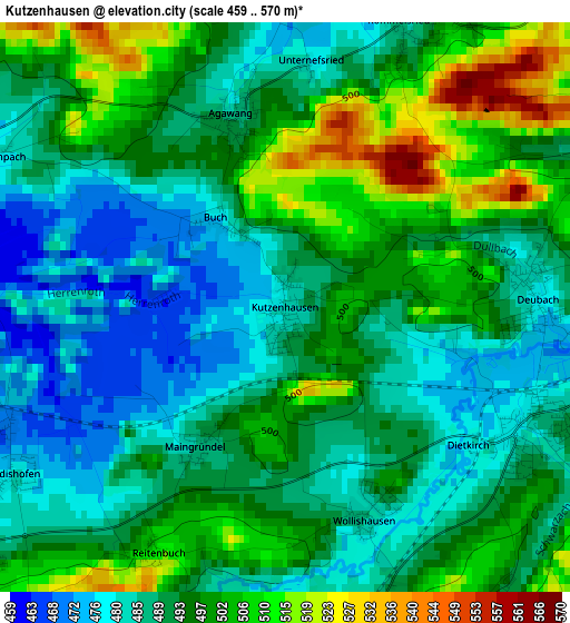 Kutzenhausen elevation map