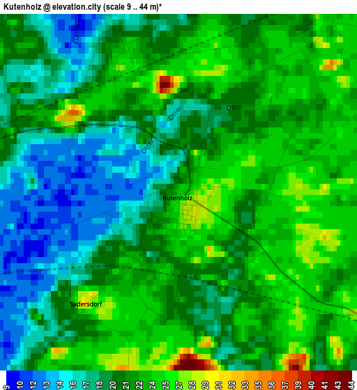 Kutenholz elevation map