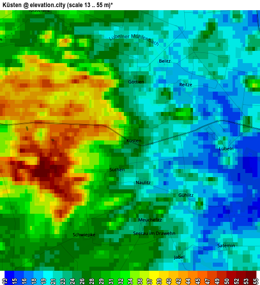 Küsten elevation map