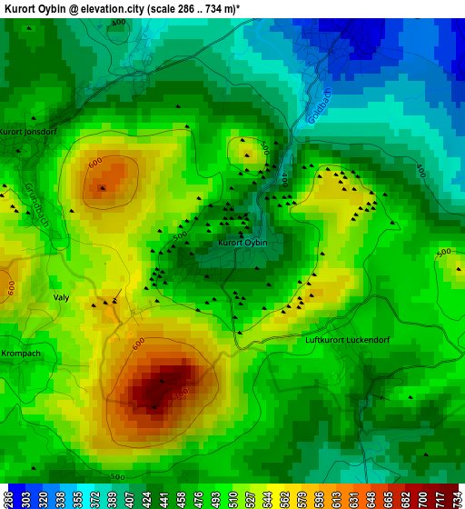 Kurort Oybin elevation map