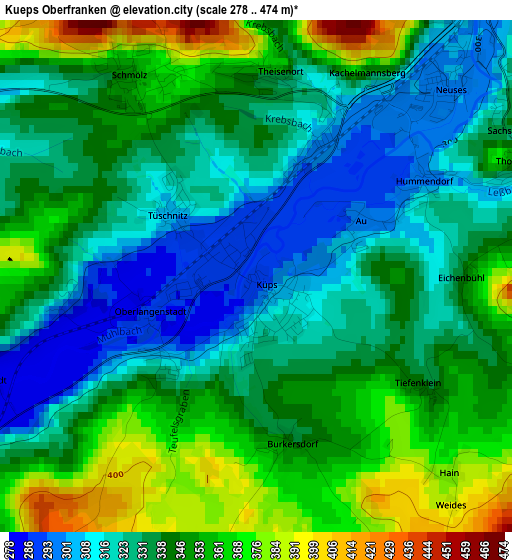 Kueps Oberfranken elevation map