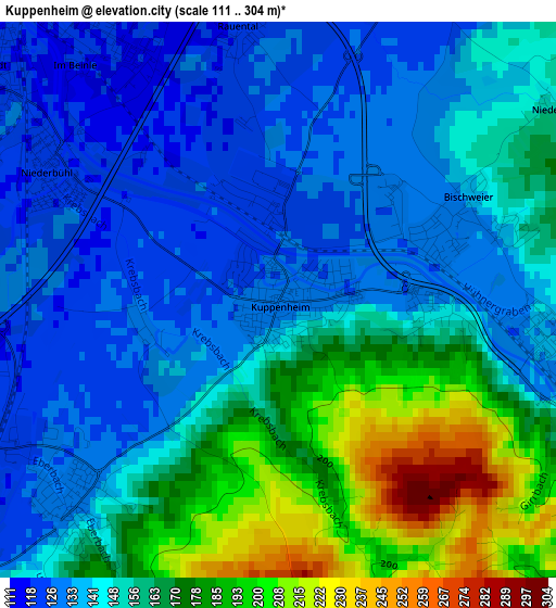 Kuppenheim elevation map