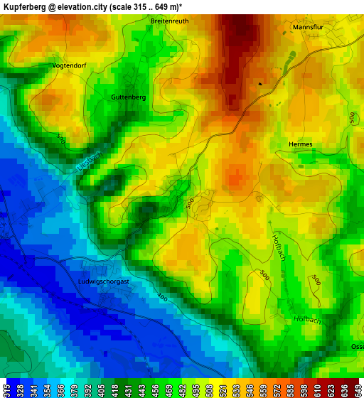 Kupferberg elevation map