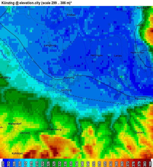 Künzing elevation map