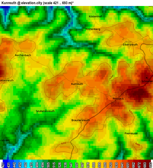 Kunreuth elevation map