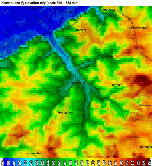 Kumhausen elevation map