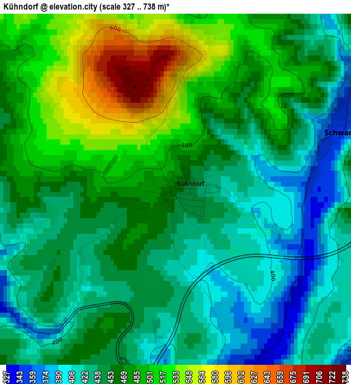 Kühndorf elevation map