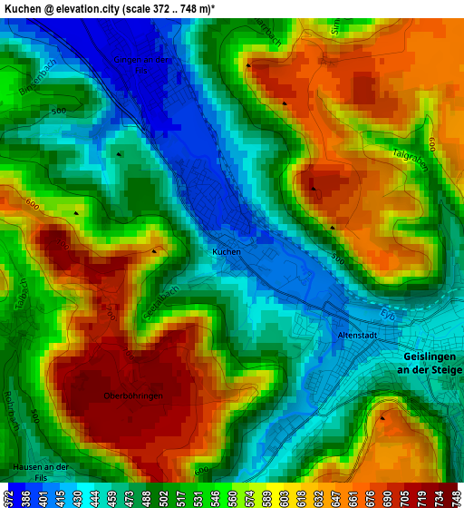 Kuchen elevation map