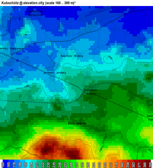 Kubschütz elevation map