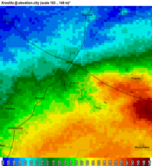 Krostitz elevation map