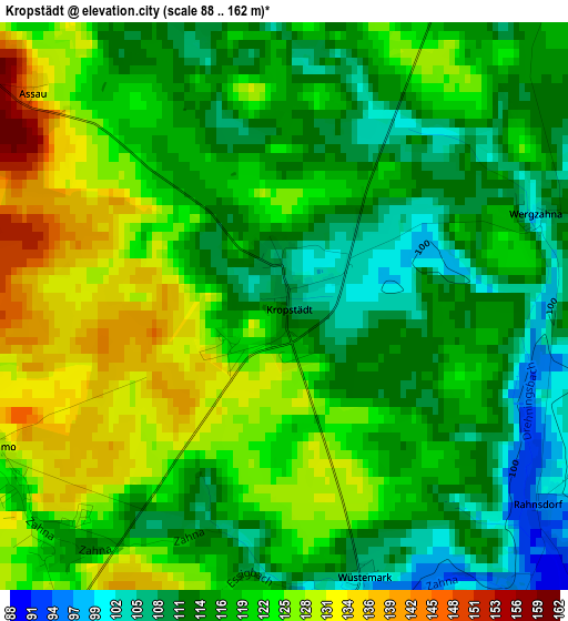 Kropstädt elevation map