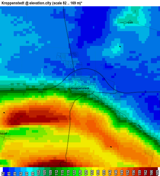 Kroppenstedt elevation map