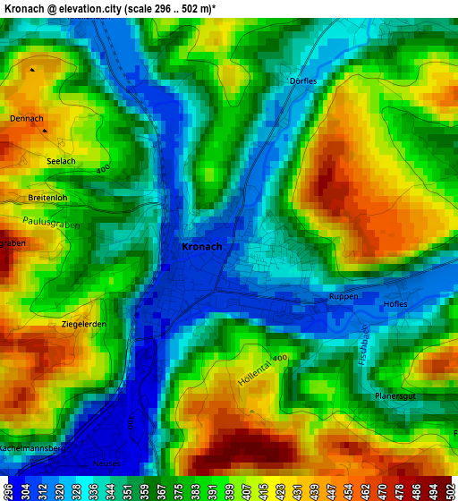 Kronach elevation map