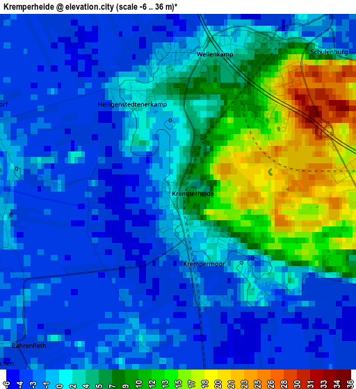 Kremperheide elevation map