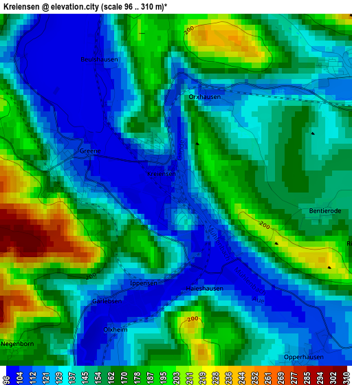 Kreiensen elevation map