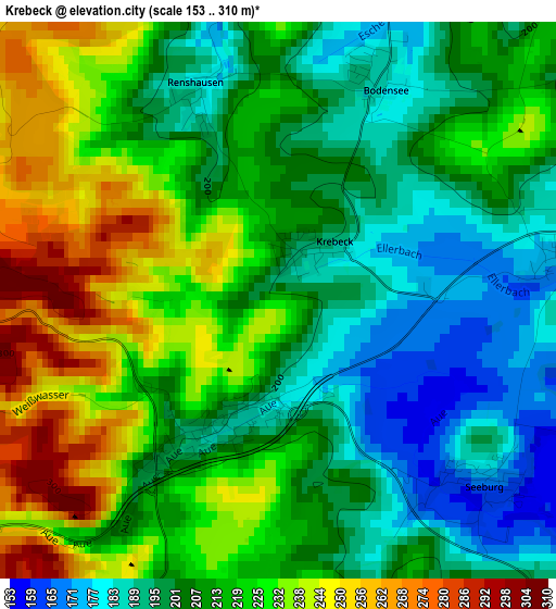 Krebeck elevation map