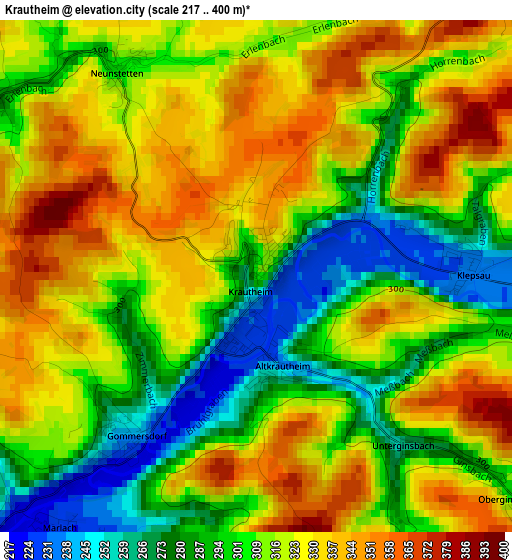 Krautheim elevation map