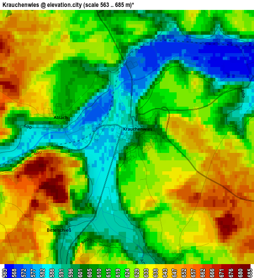 Krauchenwies elevation map